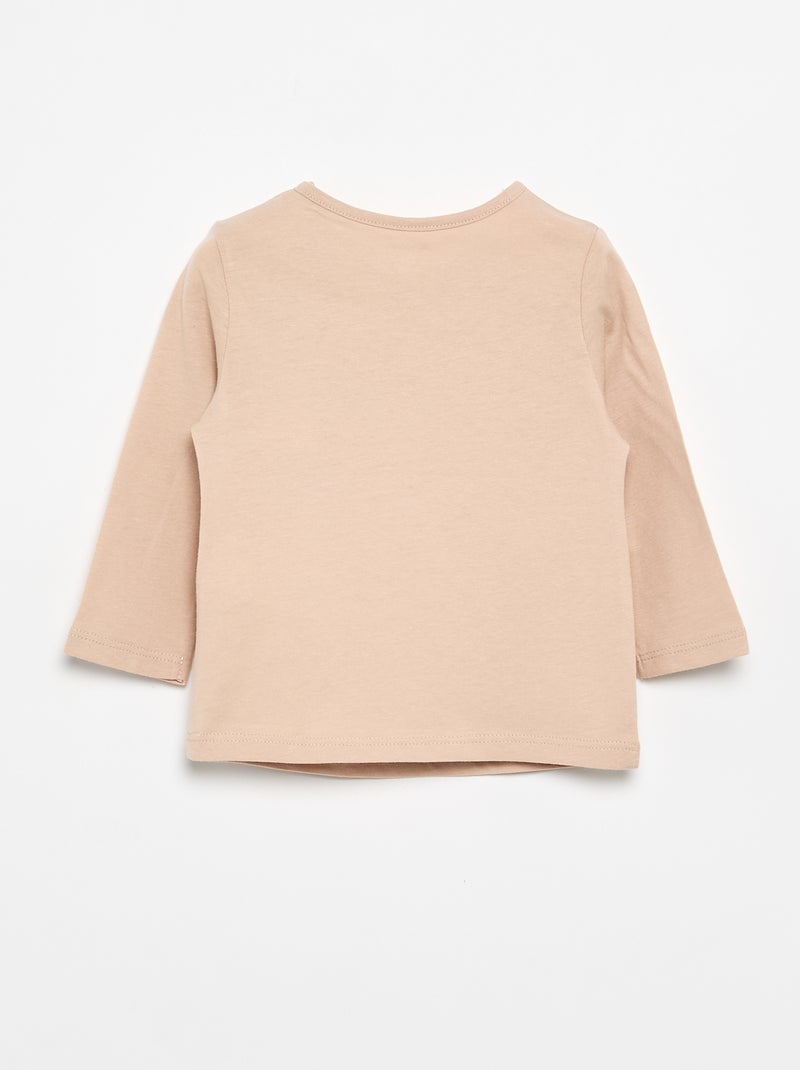 Camiseta de manga larga estampada Beige - Kiabi