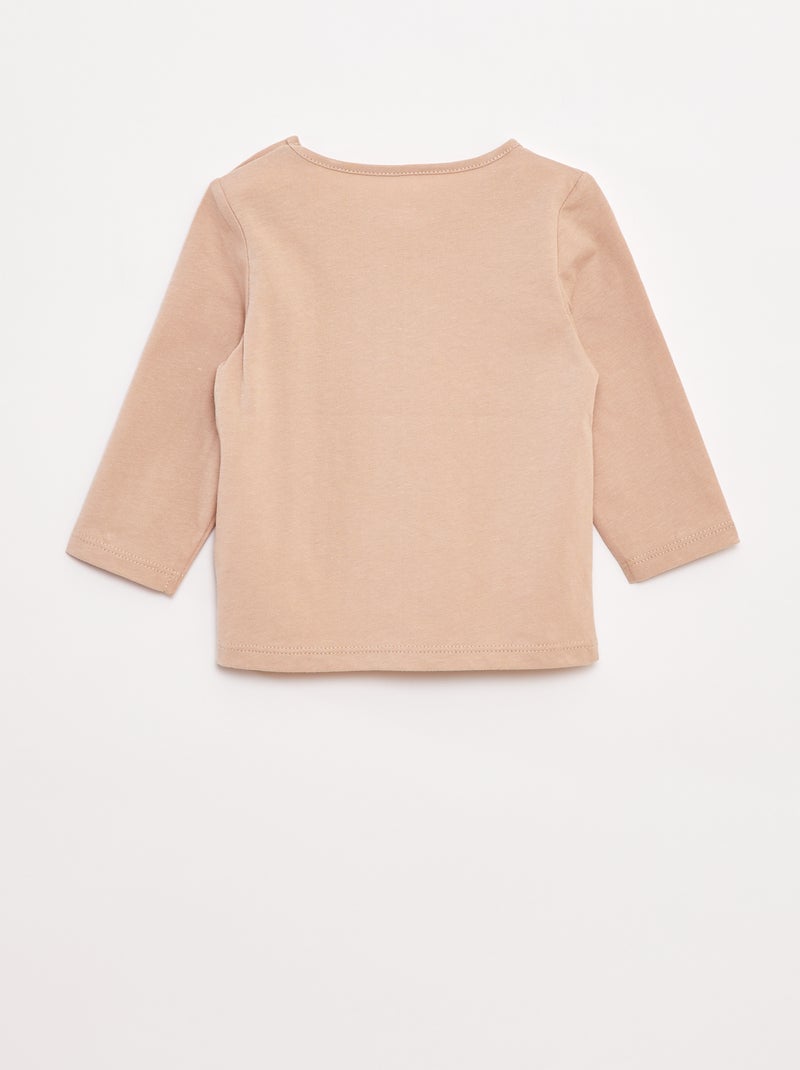 Camiseta de manga larga estampada Beige - Kiabi