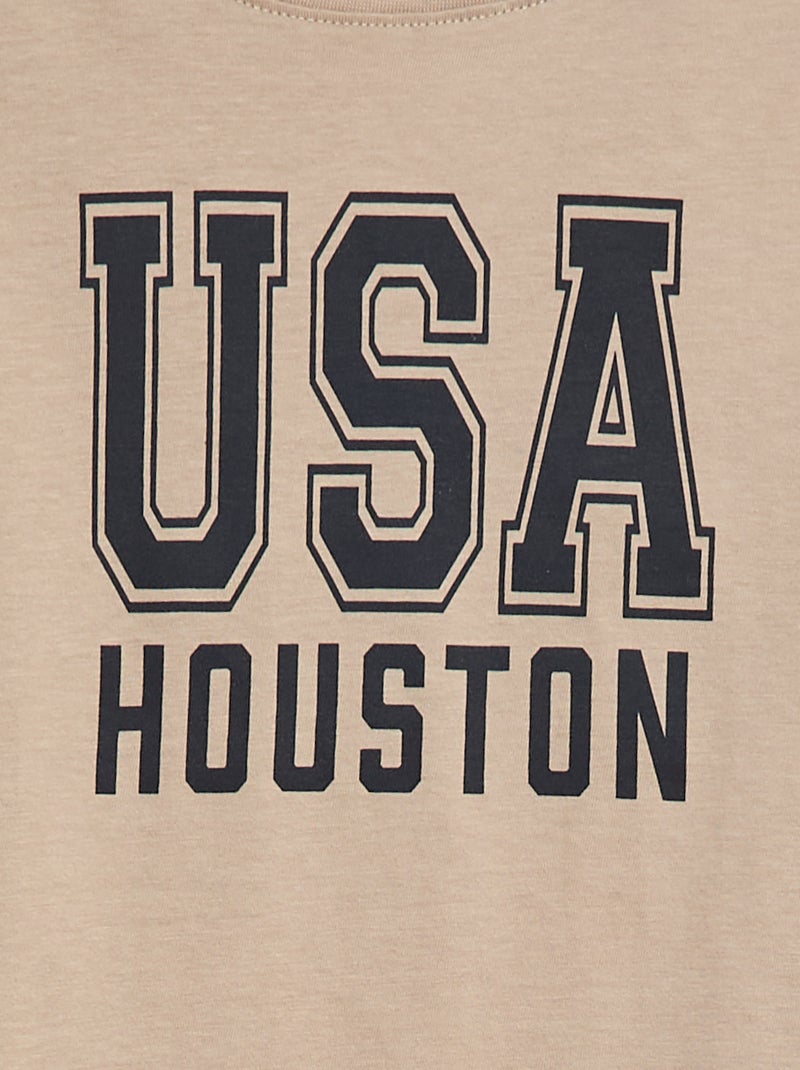 Camiseta de manga larga estampada Beige - Kiabi