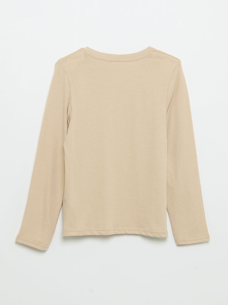 Camiseta de manga larga estampada Beige - Kiabi