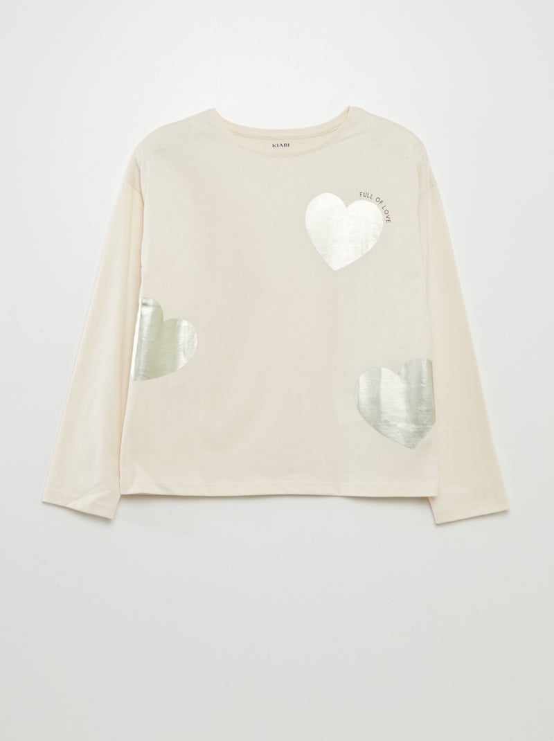 Camiseta de manga larga estampada BLANCO - Kiabi