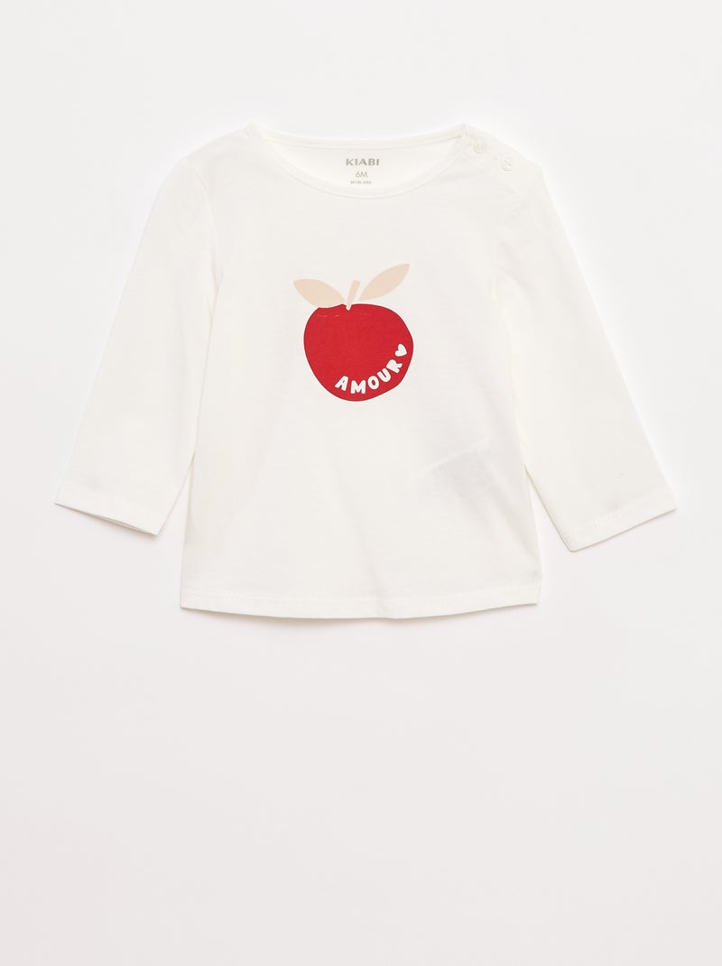 Camiseta de manga larga estampada Blanco - Kiabi