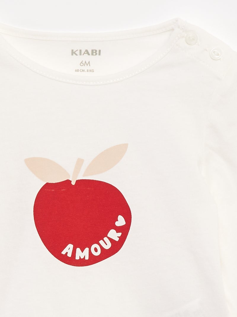 Camiseta de manga larga estampada Blanco - Kiabi