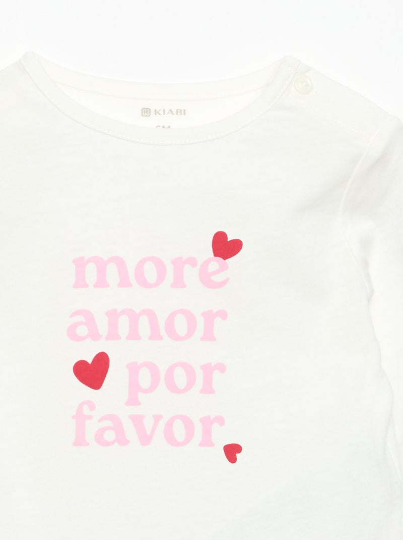Camiseta de manga larga estampada Blanco - Kiabi