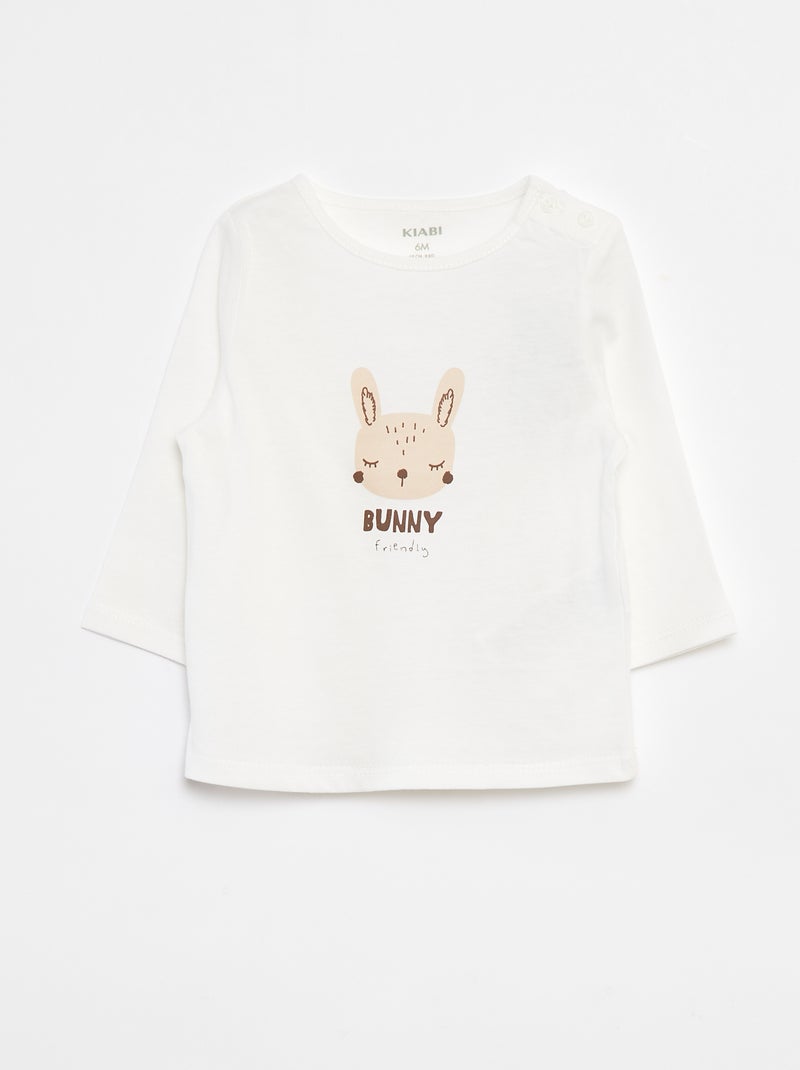 Camiseta de manga larga estampada Blanco - Kiabi