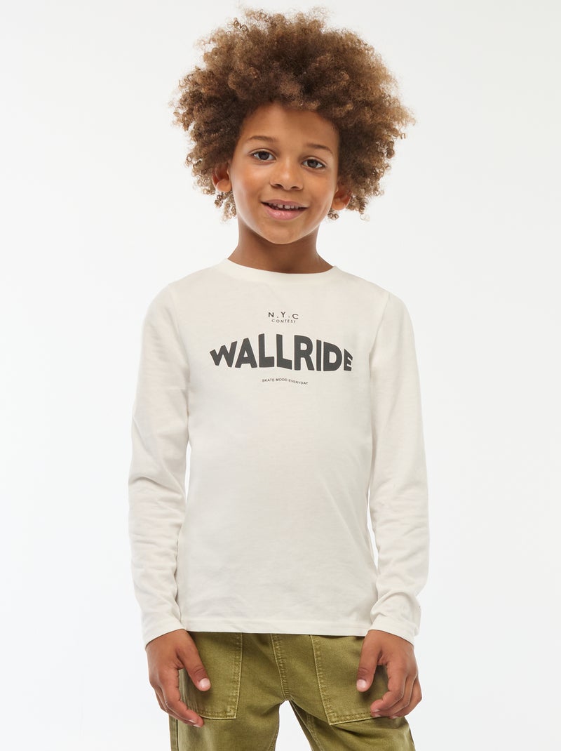 Camiseta de manga larga estampada Blanco - Kiabi