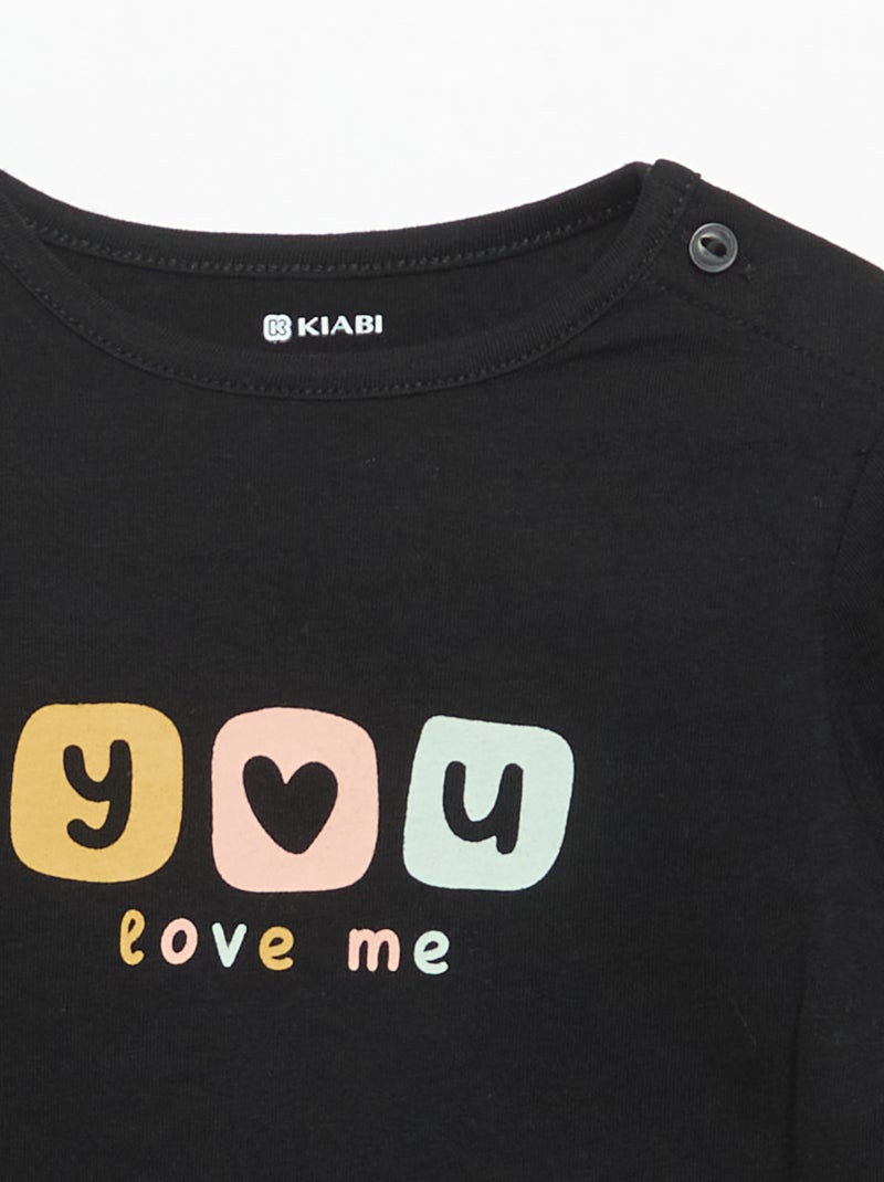 Camiseta de manga larga estampada Negro - Kiabi