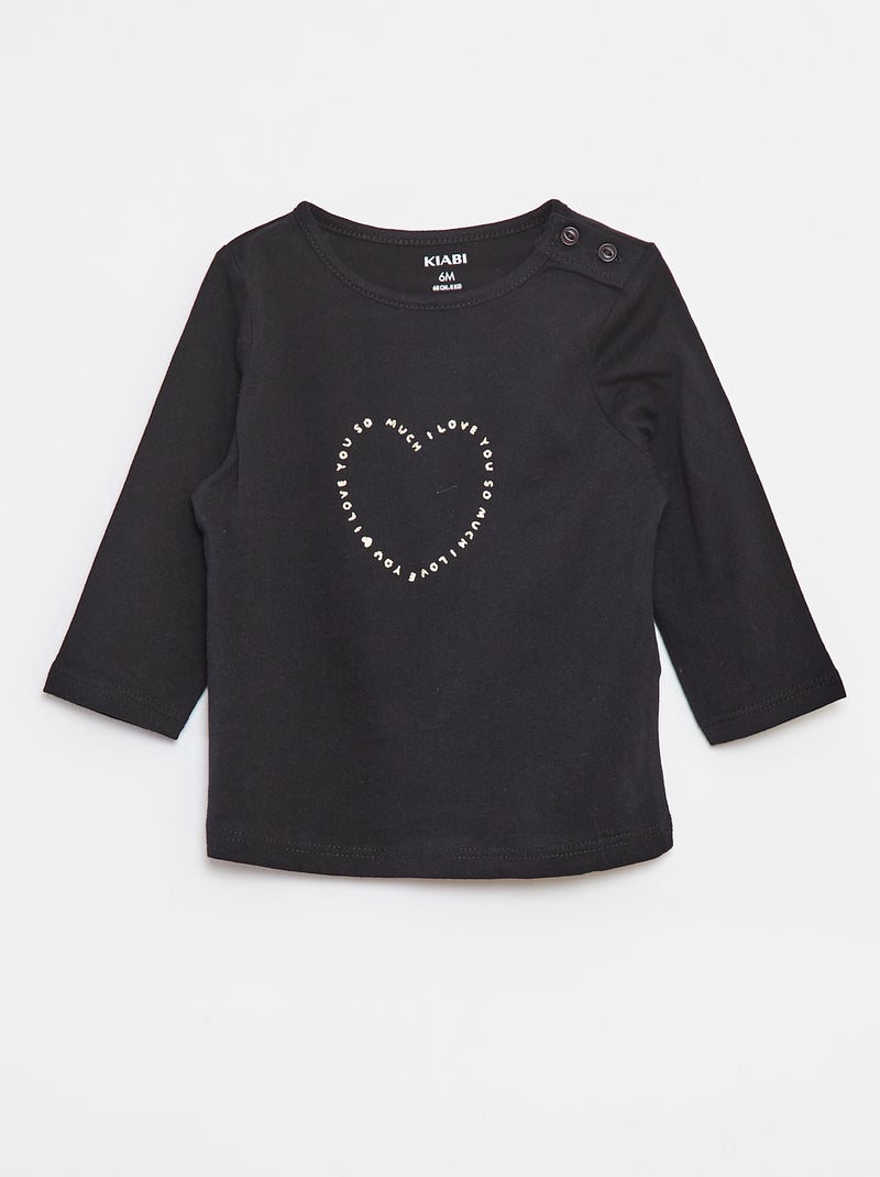 Camiseta de manga larga estampada Negro - Kiabi