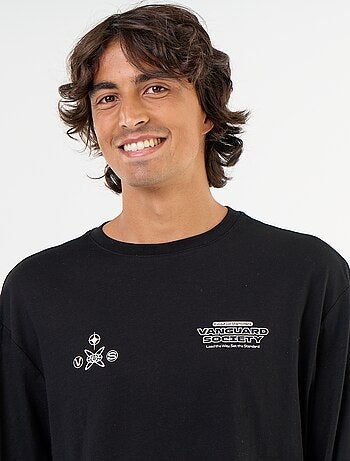 Camiseta de manga larga estampada por delante y por detrás
