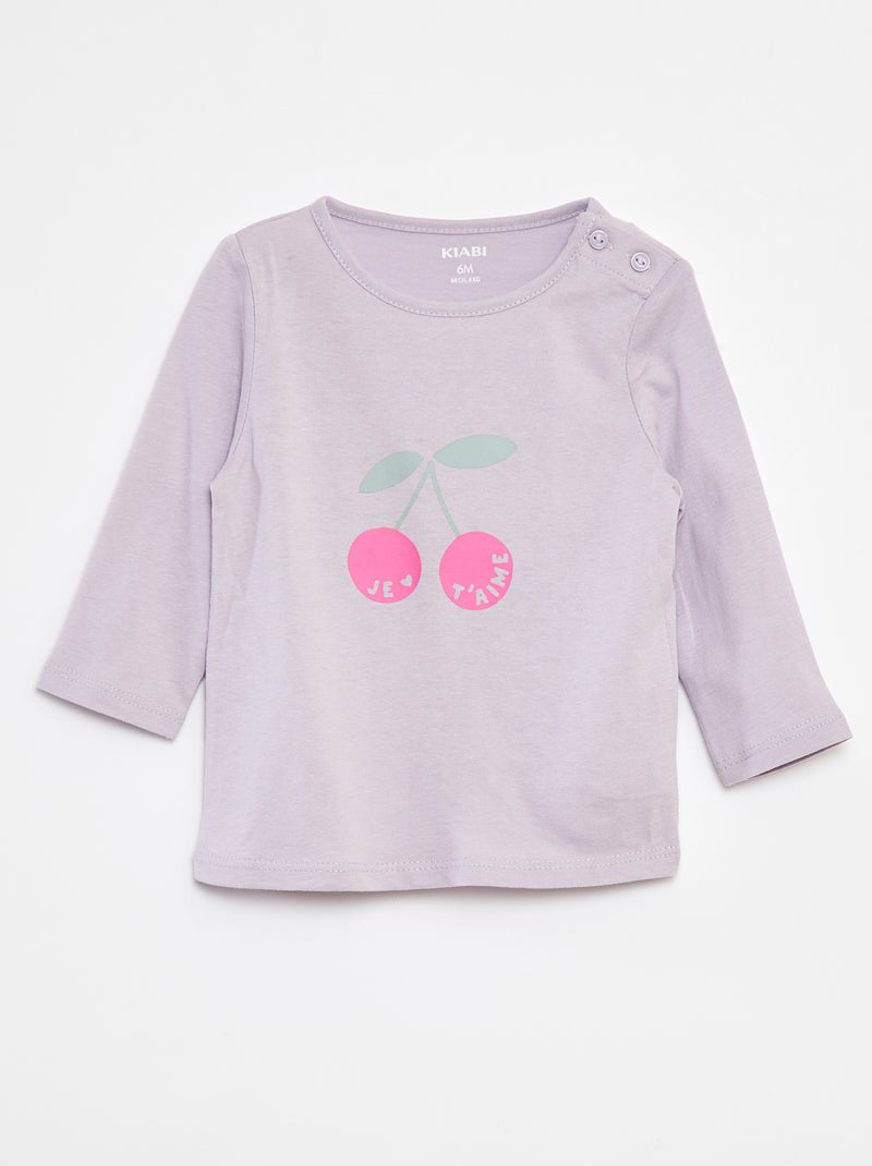 Camiseta de manga larga estampada Purpura - Kiabi