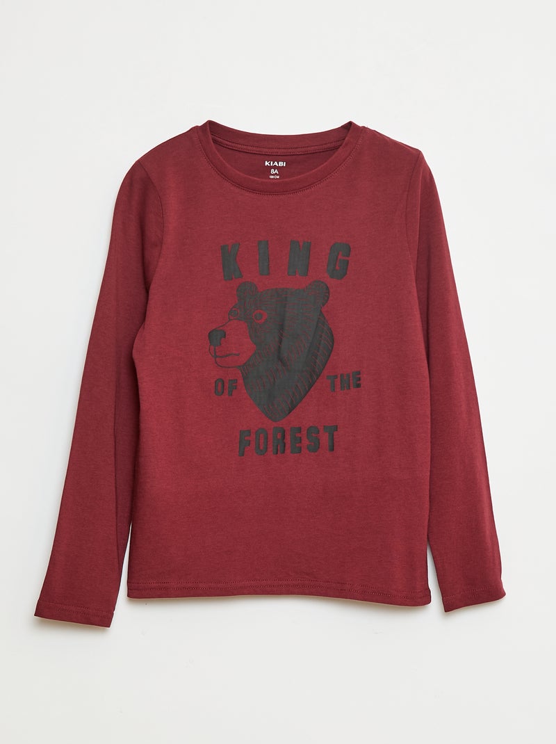 Camiseta de manga larga estampada Rojo - Kiabi