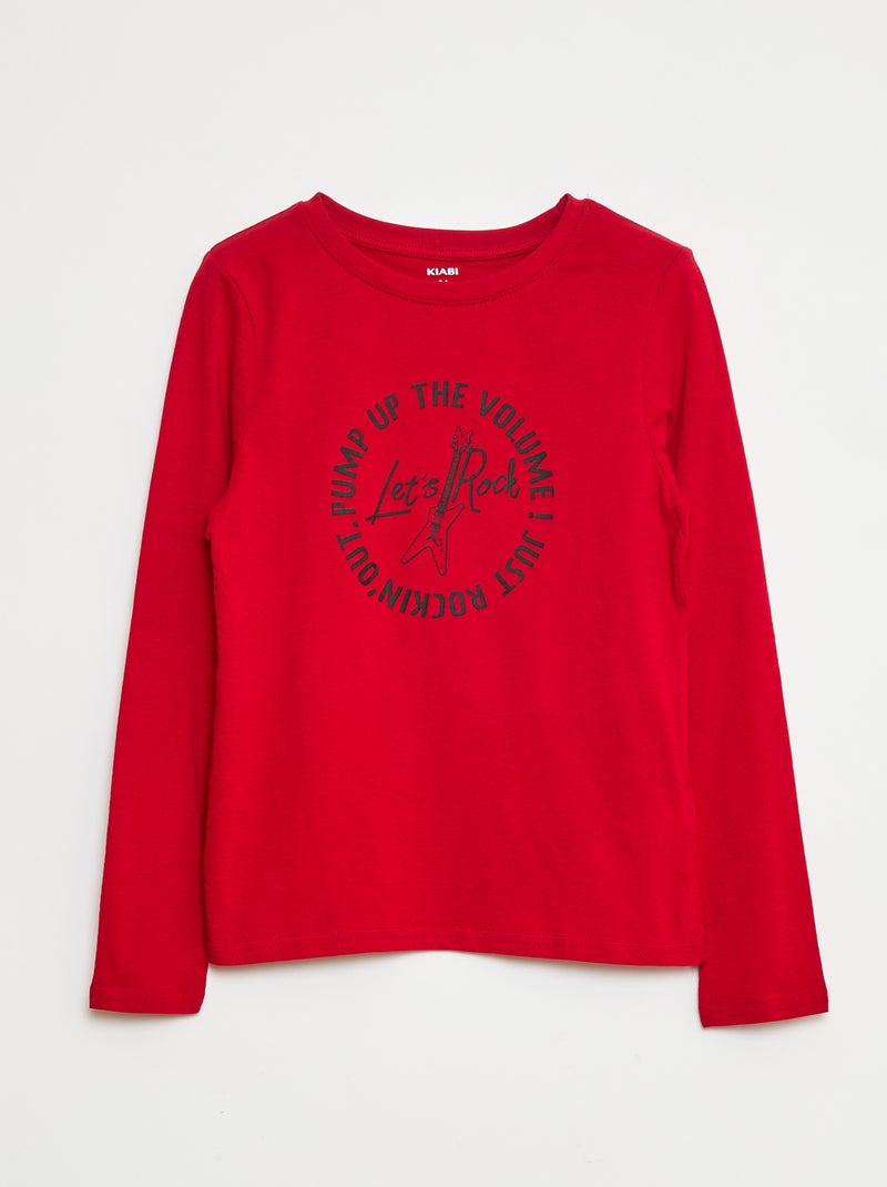 Camiseta de manga larga estampada Rojo - Kiabi