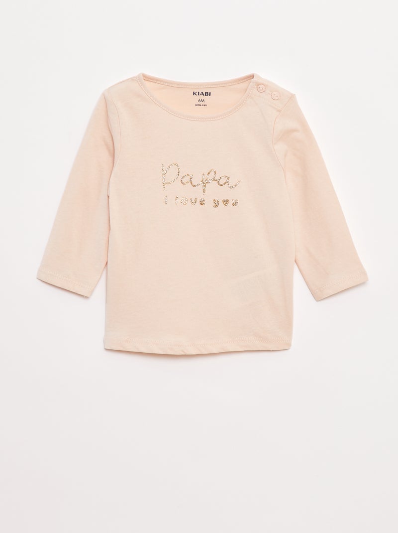 Camiseta de manga larga estampada Rosa - Kiabi