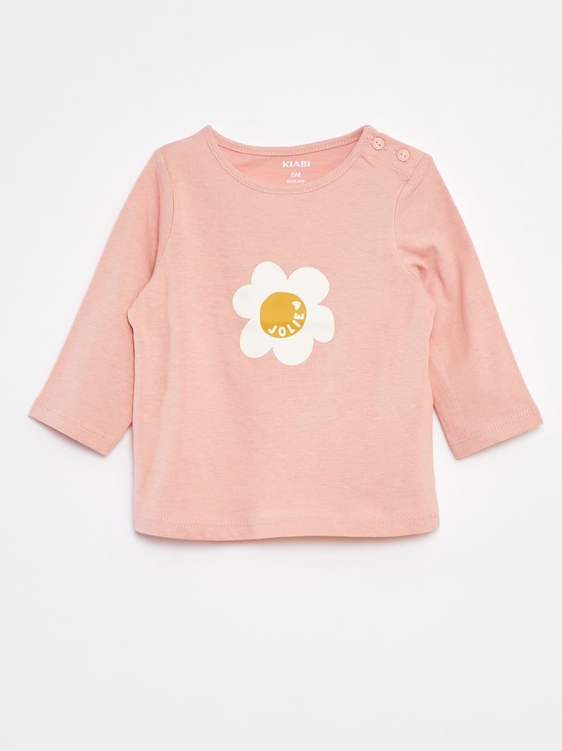Camiseta de manga larga estampada Rosa - Kiabi