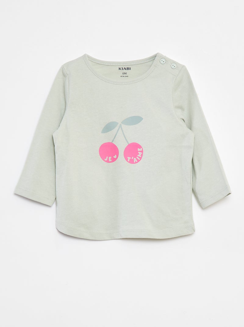 Camiseta de manga larga estampada Verde - Kiabi