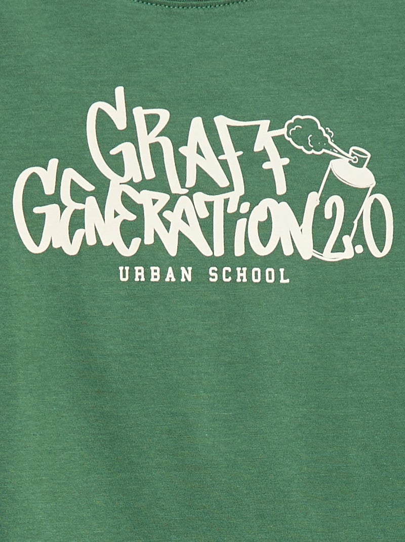 Camiseta de manga larga estampada Verde - Kiabi