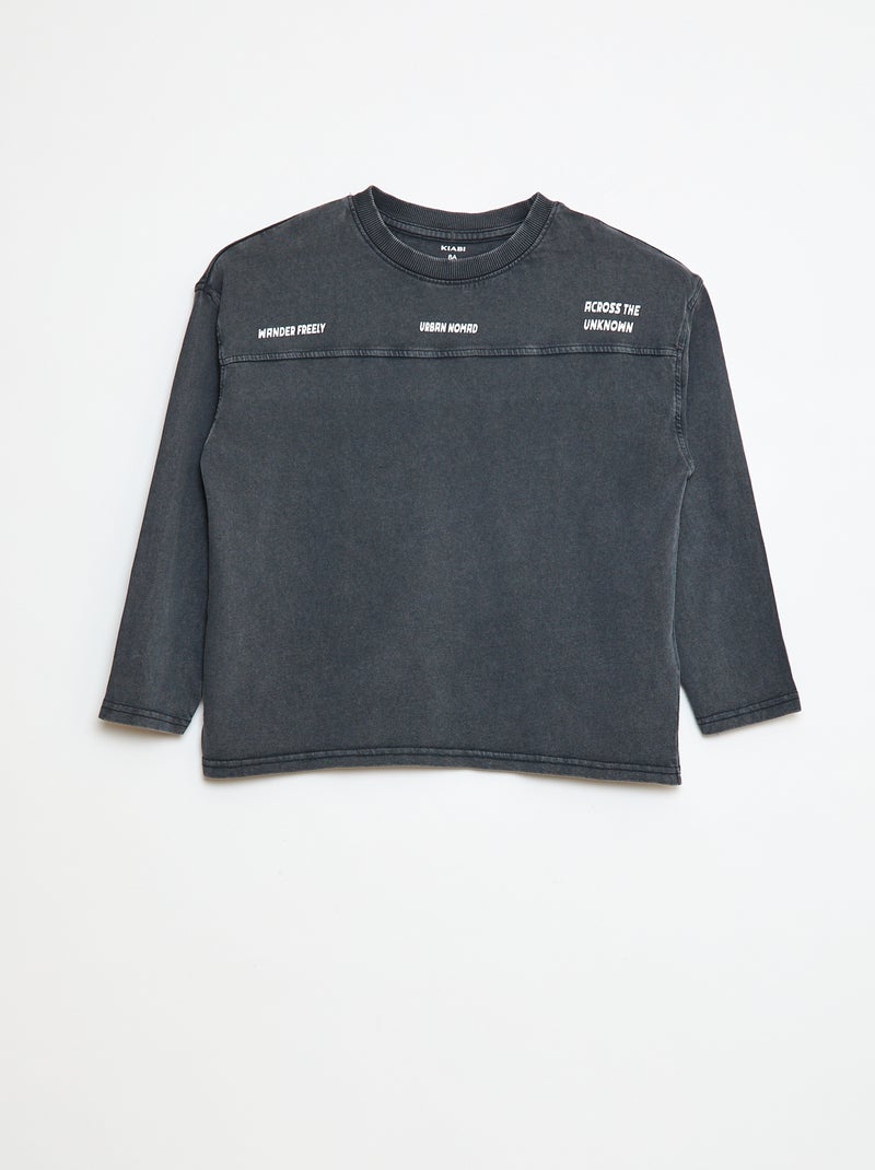 Camiseta de manga larga estilo deportivo americano Negro - Kiabi