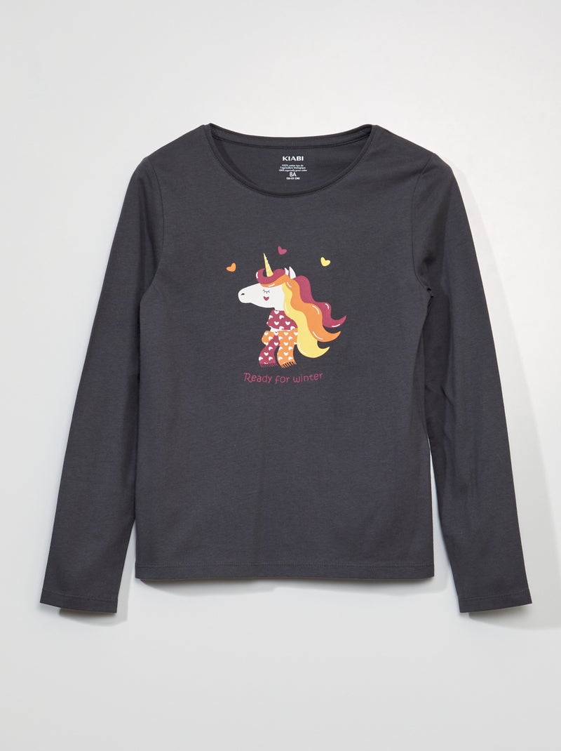 Camiseta de manga larga GRIS - Kiabi