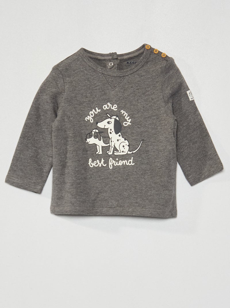 Camiseta de manga larga GRIS - Kiabi