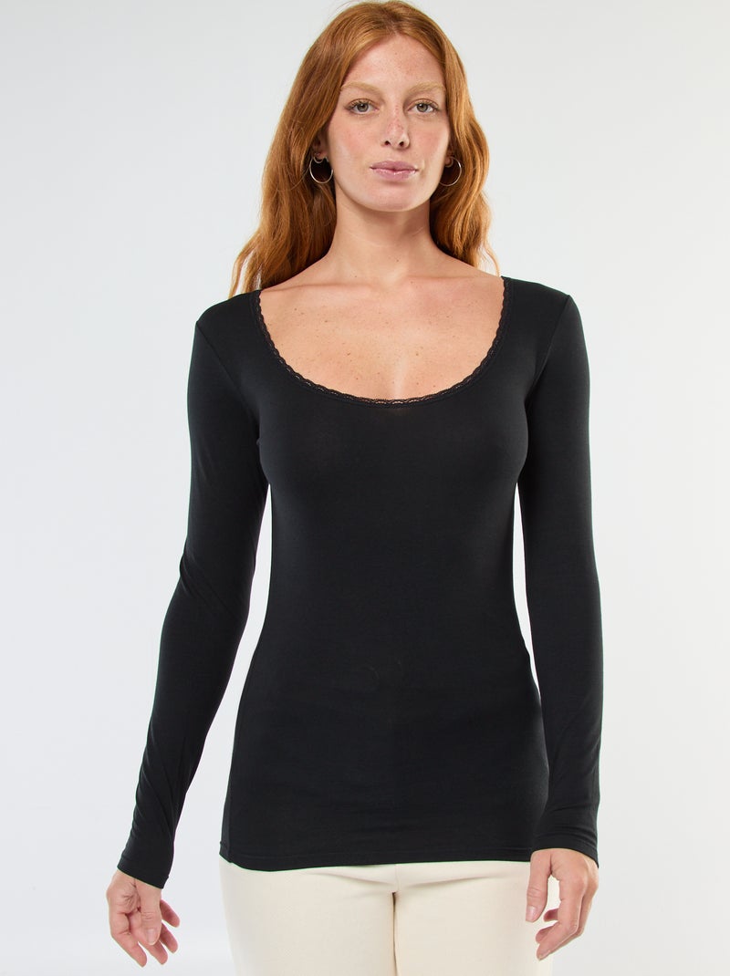 Camiseta de manga larga interior Negro - Kiabi