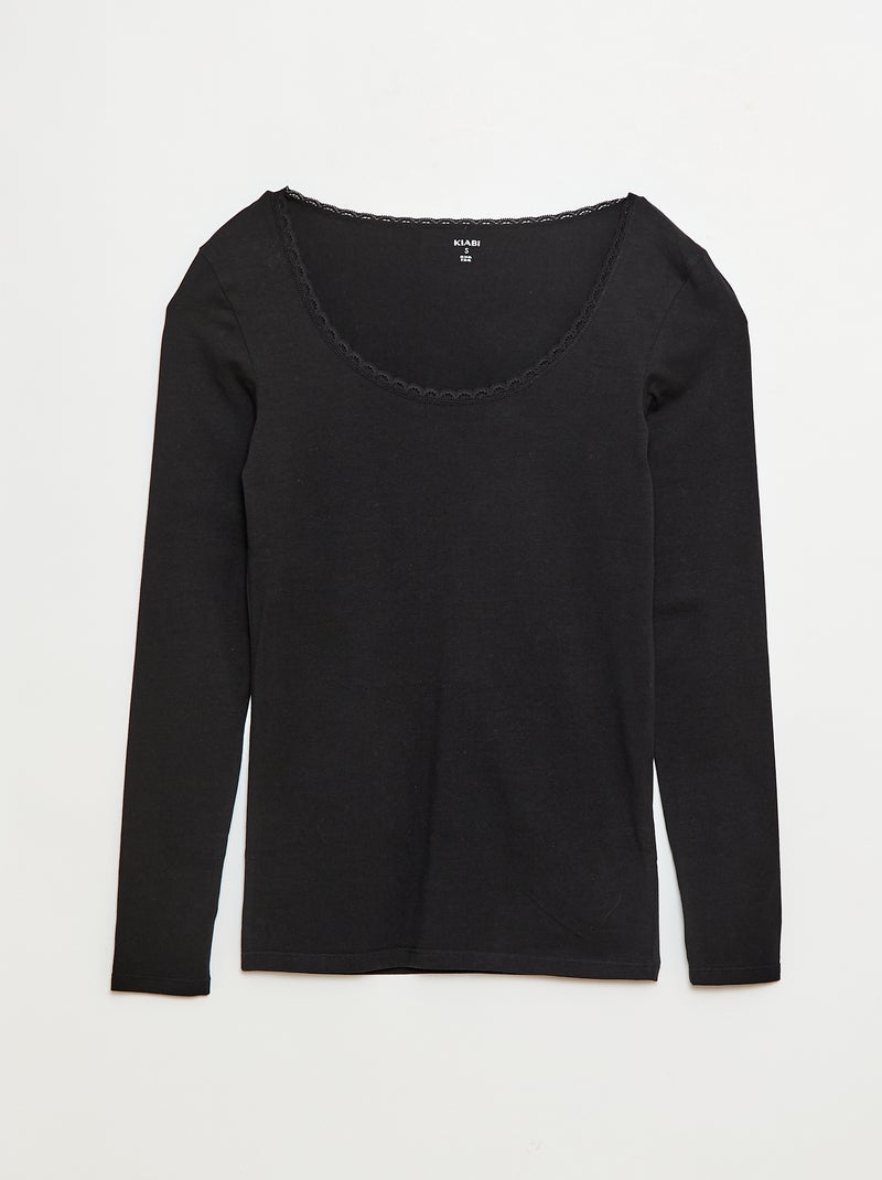 Camiseta de manga larga interior Negro - Kiabi