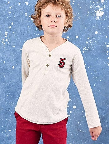 Camiseta de manga larga | Jersey de algodón beige | ELVIS