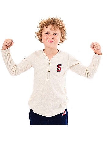 Camiseta de manga larga | Jersey de algodón beige | ELVIS