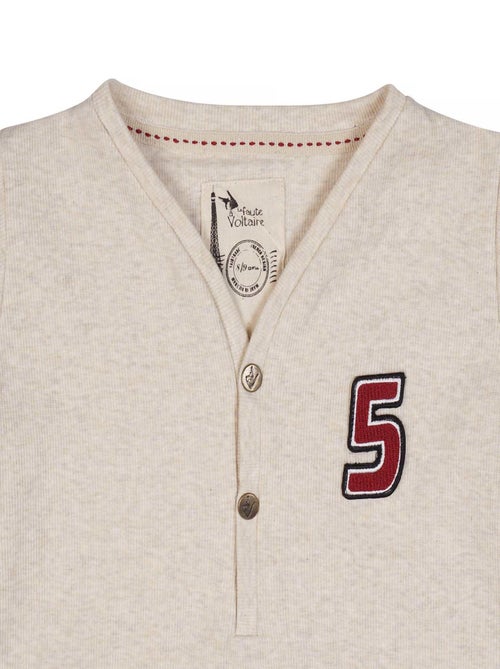Camiseta de manga larga | Jersey de algodón beige | ELVIS - Kiabi