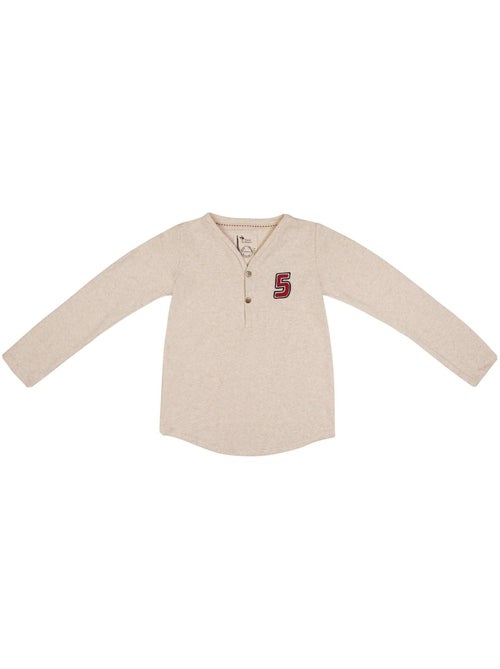 Camiseta de manga larga | Jersey de algodón beige | ELVIS - Kiabi