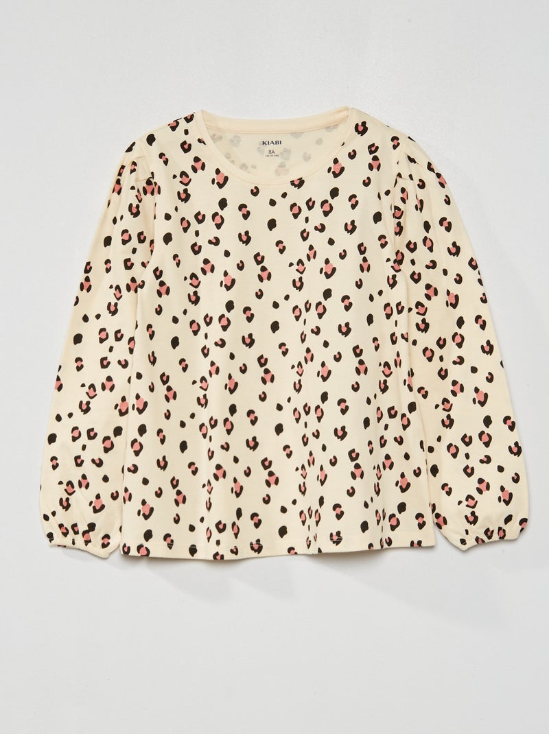 Camiseta de manga larga 'leopardo' BEIGE - Kiabi