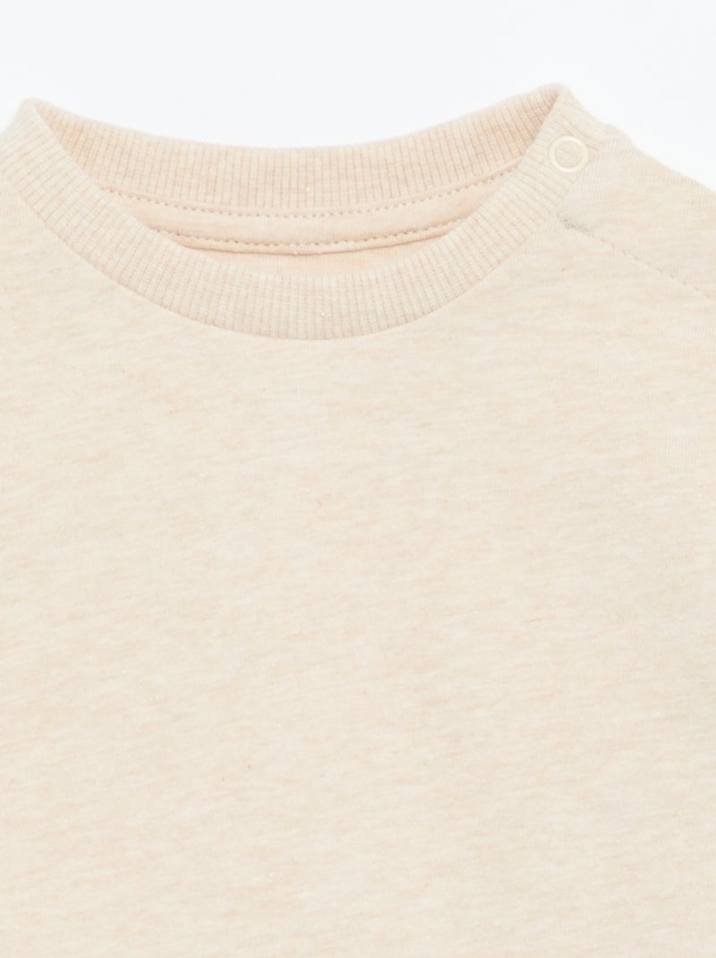 Camiseta de manga larga lisa Beige - Kiabi