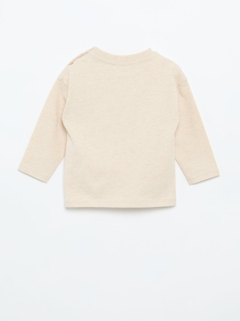 Camiseta de manga larga lisa Beige - Kiabi