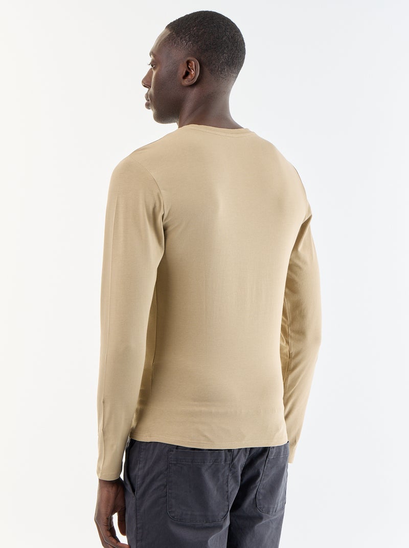Camiseta de manga larga lisa Beige - Kiabi