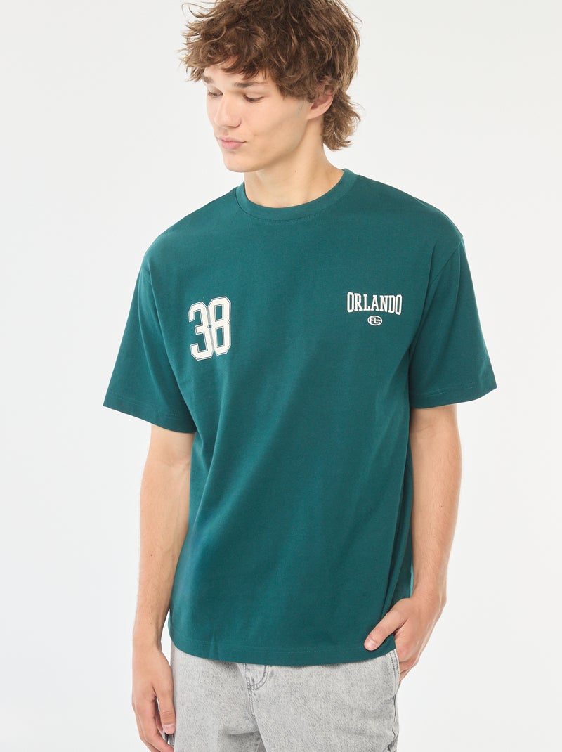 Camiseta de manga larga lisa con estampado en ambos lados Verde - Kiabi