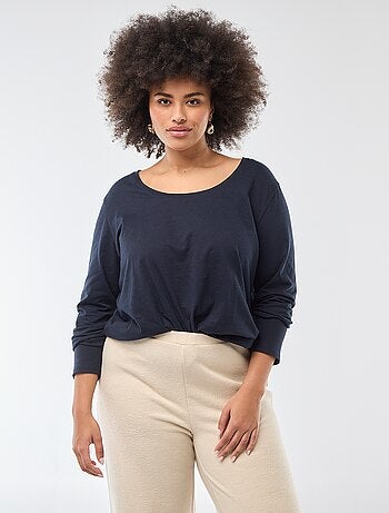 Camiseta de manga larga lisa de punto