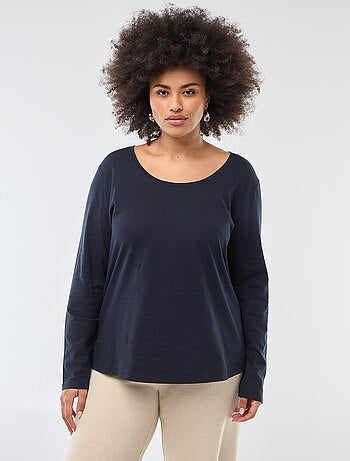 Camiseta de manga larga lisa de punto