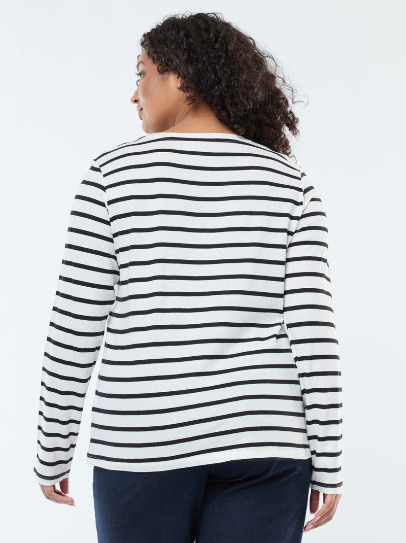 Camiseta de manga larga lisa de punto Blanco - Kiabi