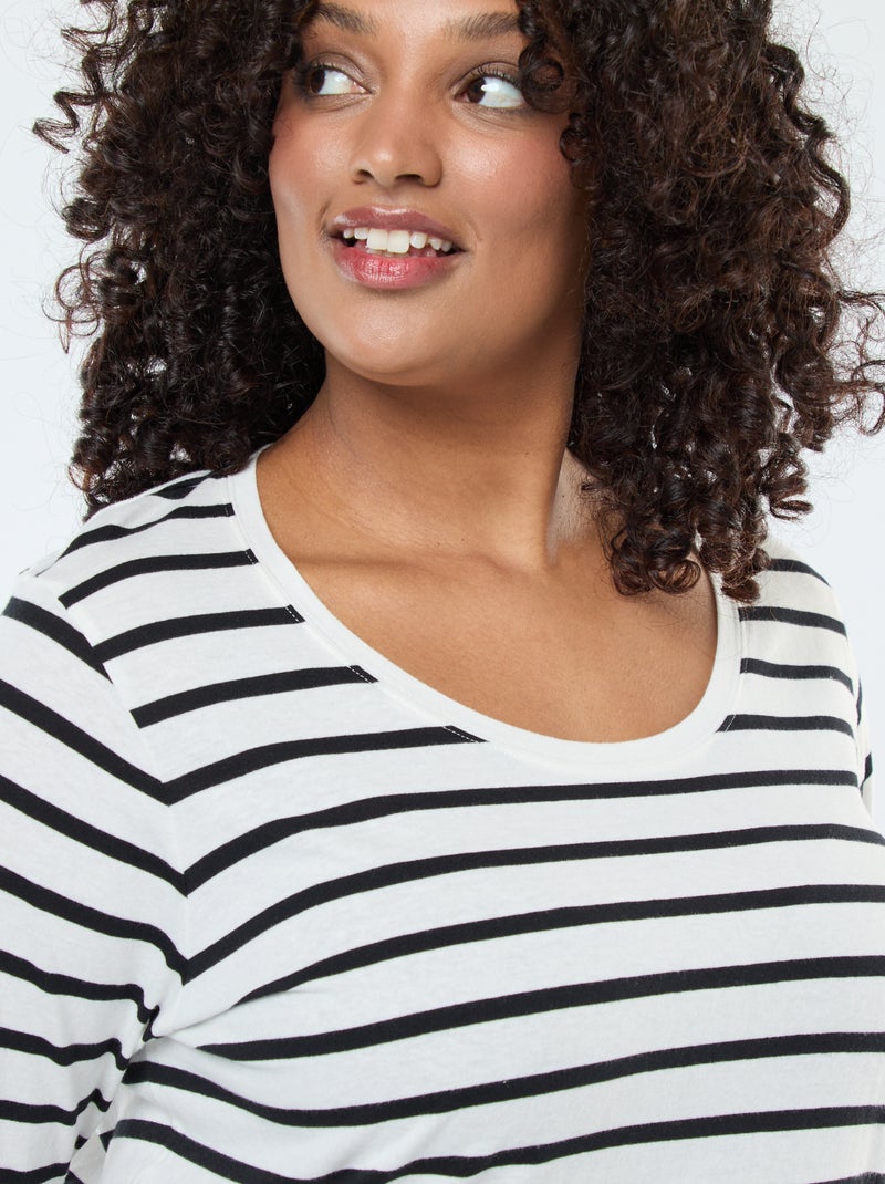 Camiseta de manga larga lisa de punto Blanco - Kiabi