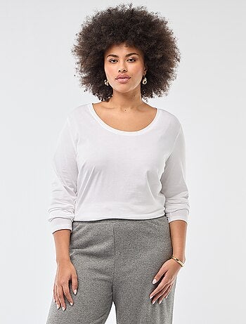 Camiseta de manga larga lisa de punto