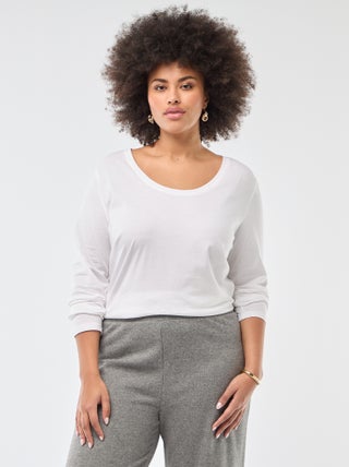 Camiseta de manga larga lisa de punto