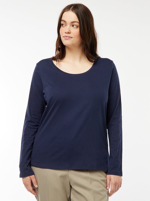 Camiseta de manga larga lisa de punto - Kiabi