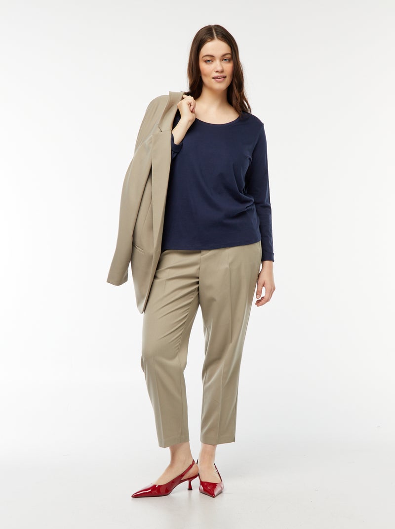 Camiseta de manga larga lisa de punto Negro - Kiabi