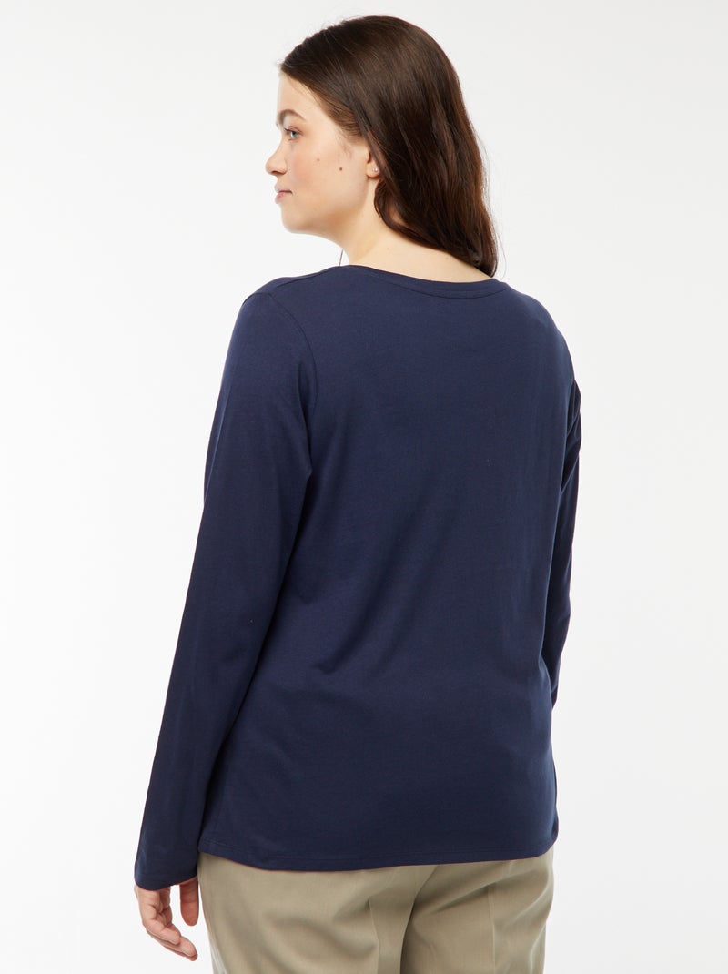 Camiseta de manga larga lisa de punto Negro - Kiabi