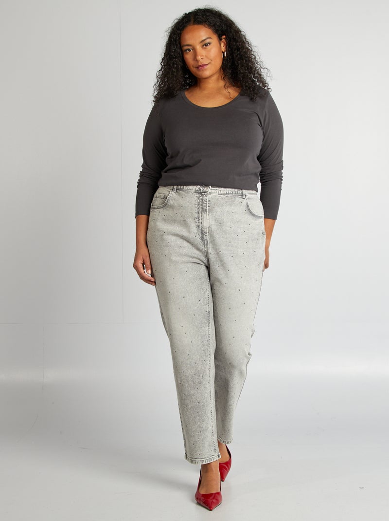 Camiseta de manga larga lisa de punto NEGRO - Kiabi