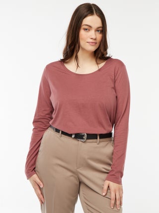 Camiseta de manga larga lisa de punto