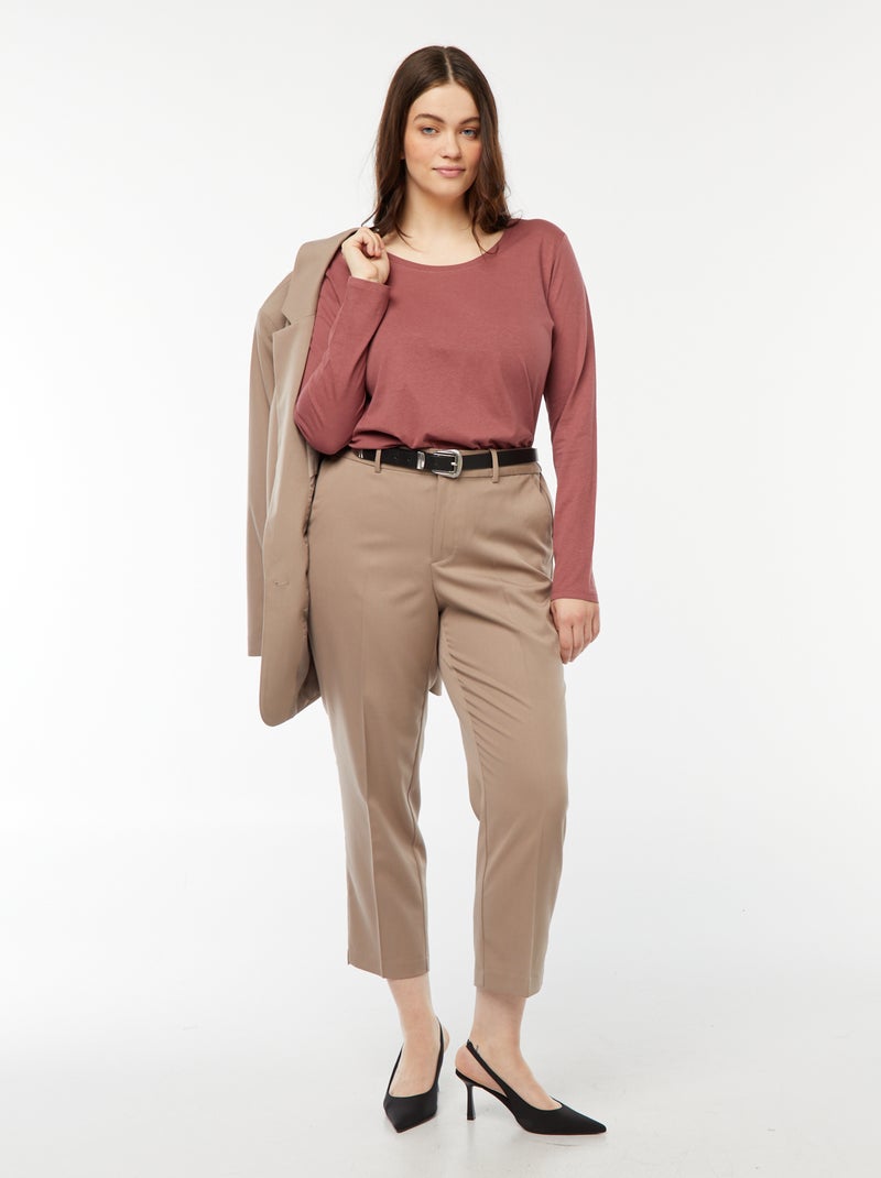 Camiseta de manga larga lisa de punto Rosa - Kiabi