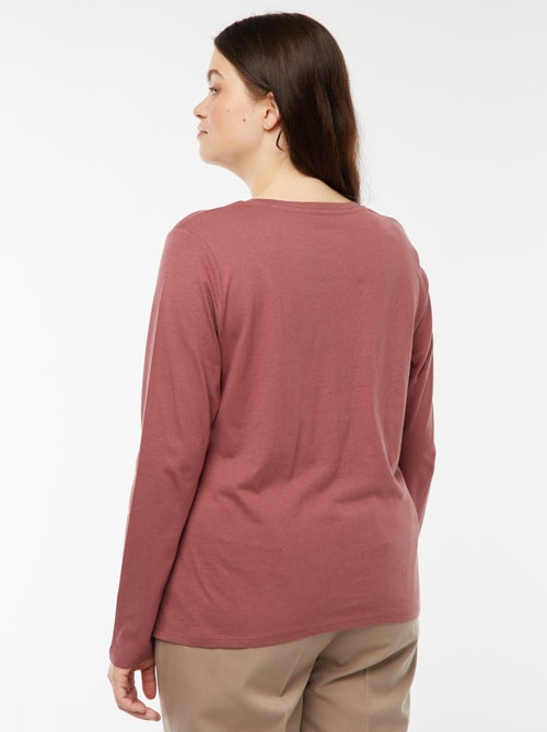 Camiseta de manga larga lisa de punto - Kiabi