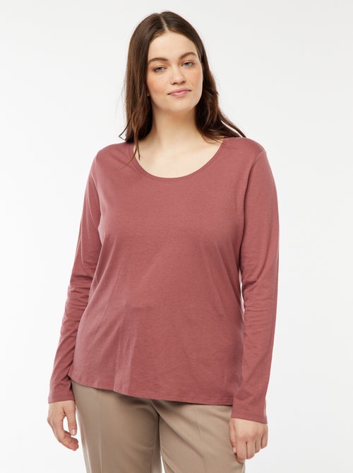 Camiseta de manga larga lisa de punto - Kiabi