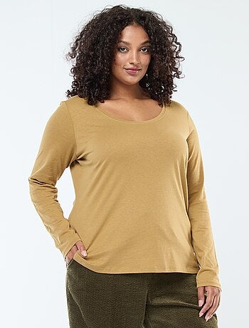 Camiseta de manga larga lisa de punto