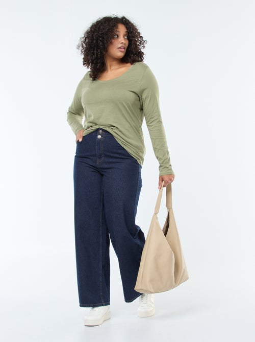 Camiseta de manga larga lisa de punto - Kiabi